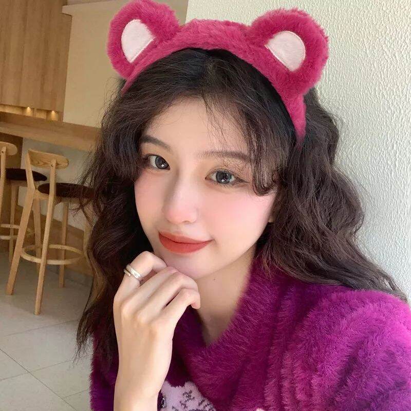 Bờm cài tóc gấu hồng siêu dễ thương