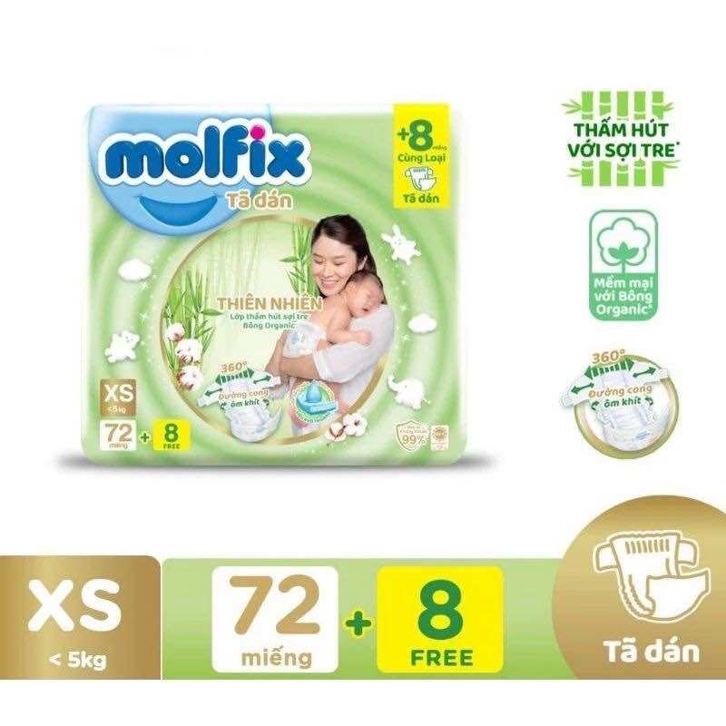 {Kèm quà} Tã dán Molfix thiên nhiên bông organic cho bé dưới 5kg (date mới)