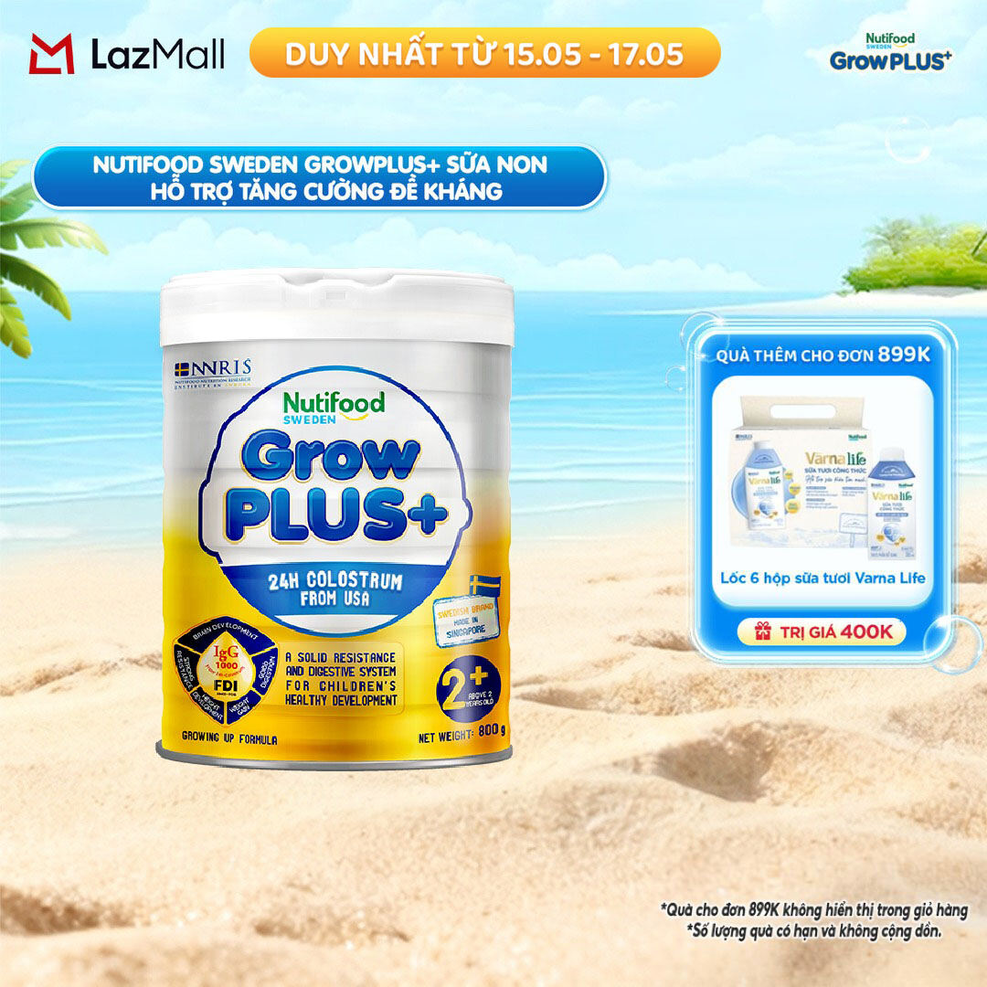 Sữa bột Nutifood GrowPLUS+ Sữa Non 2+ 24h - Hỗ Trợ Tăng Cường Đề Kháng (Lon 800g)