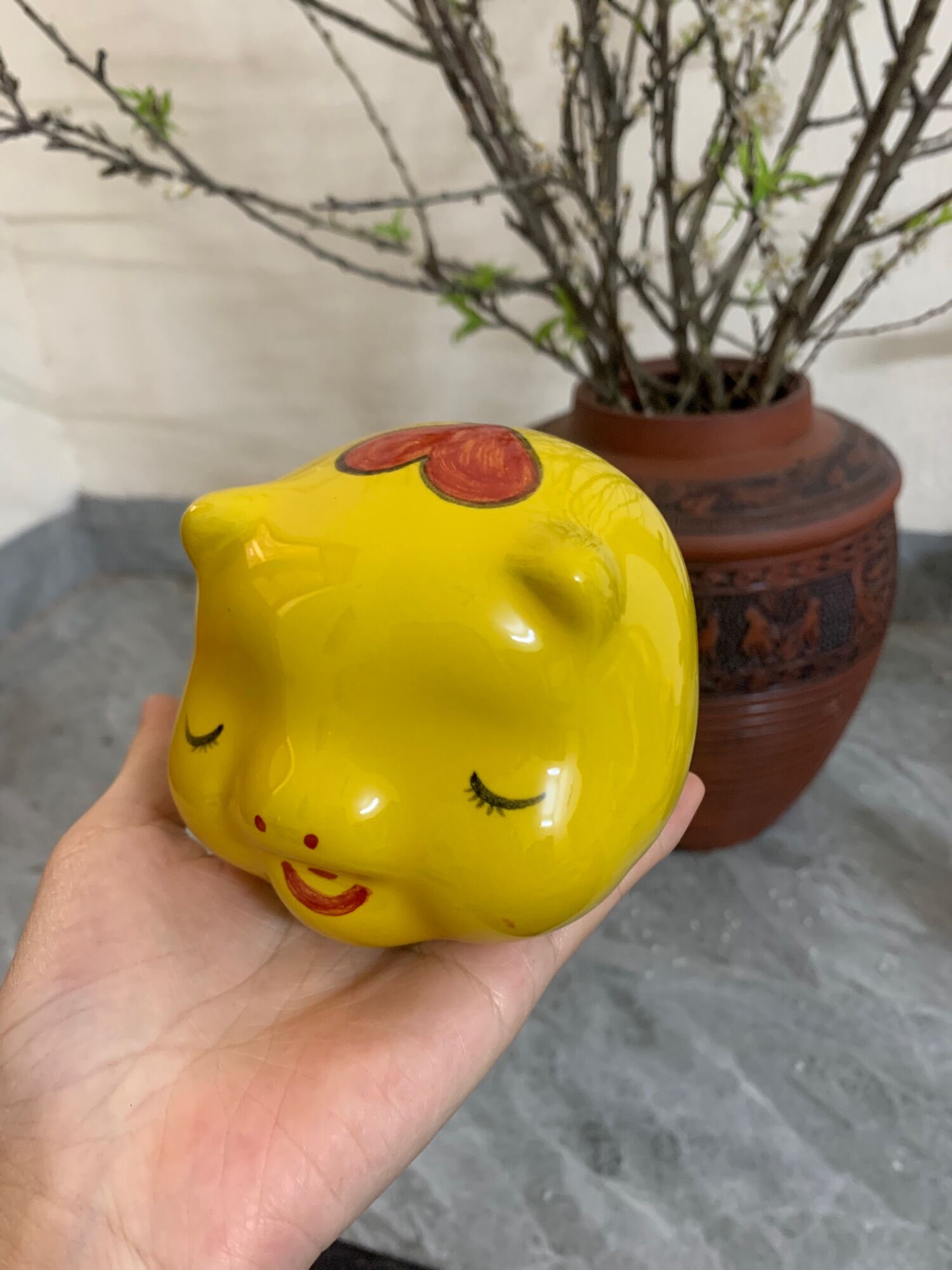 Heo đất, lợn đất mini tiết kiệm, trang trí. Gốm men sứ Bát Tràng