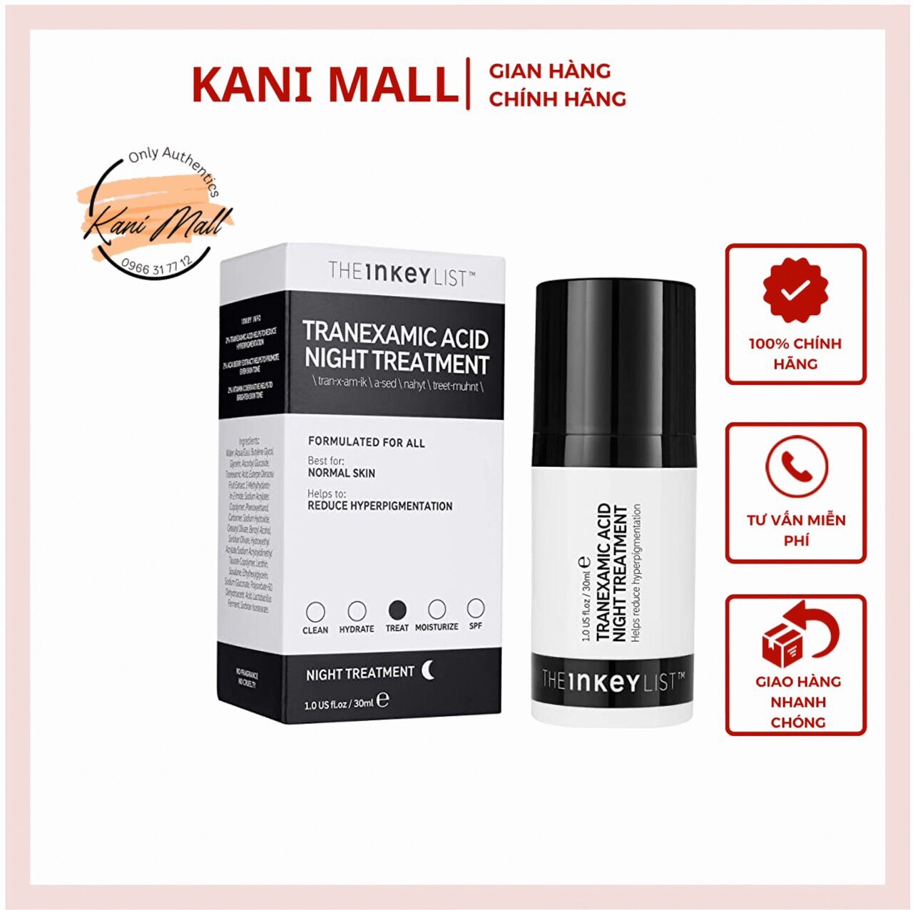 Kem dưỡng trắng da tranexamic acid + vitamin c the inkey list