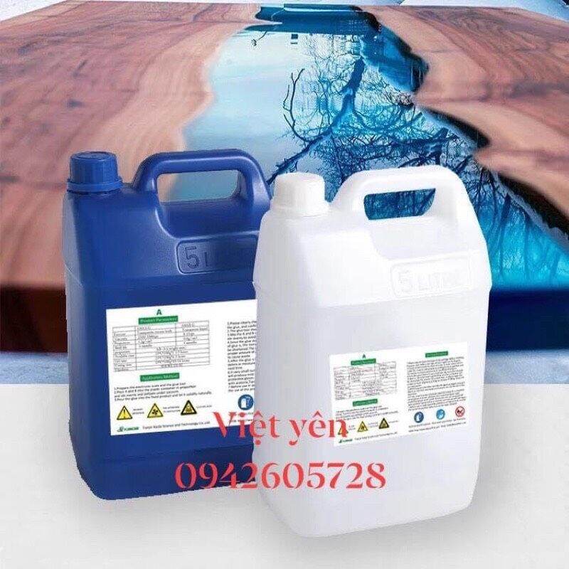 combo keo epoxy resin + set màu xanh nước biển & trắng (cặp 1kg(