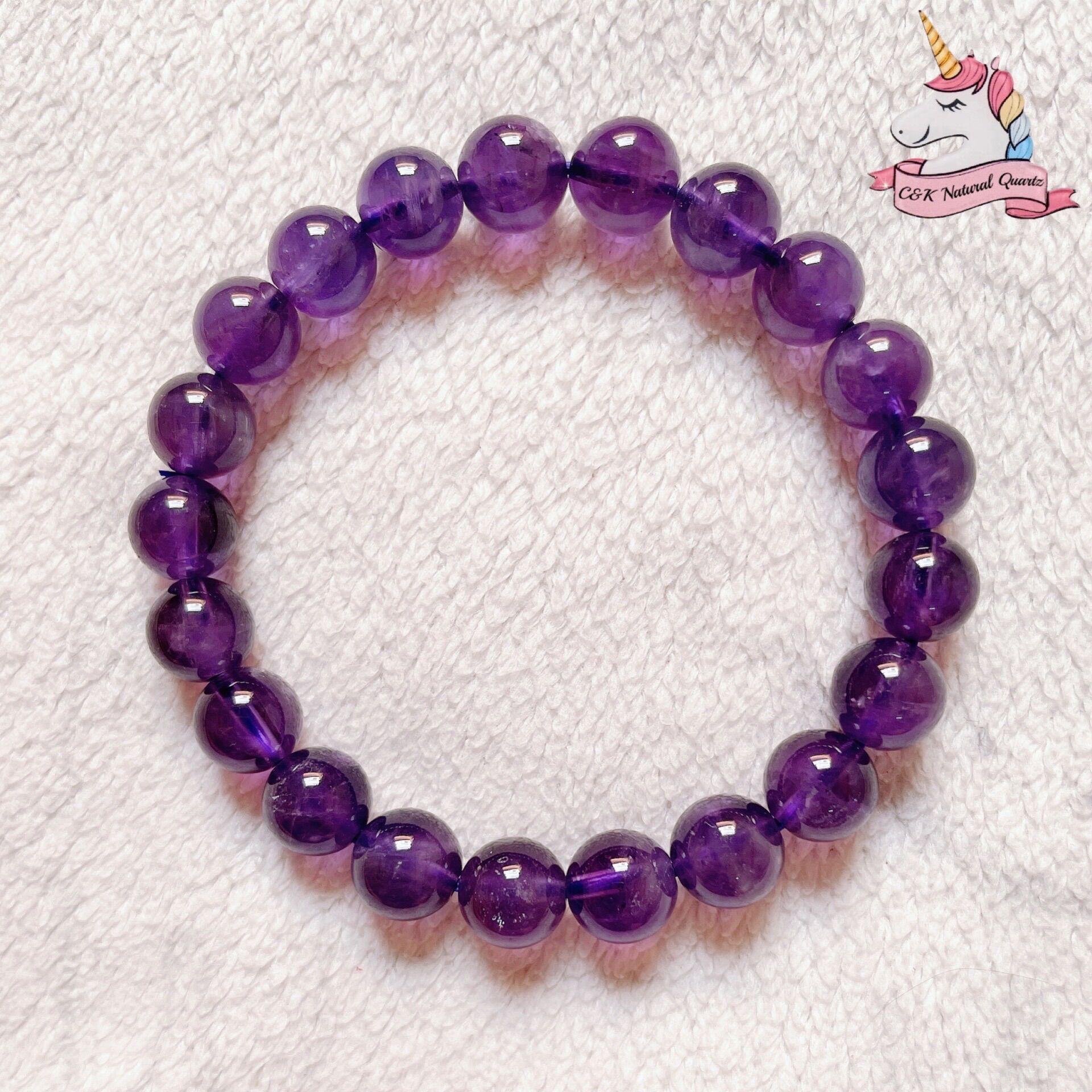 Thạch Anh Tím/ Amethyst/ 8-11mm/ Thạch anh thiên nhiên 100%/ Vòng đá phong thủy