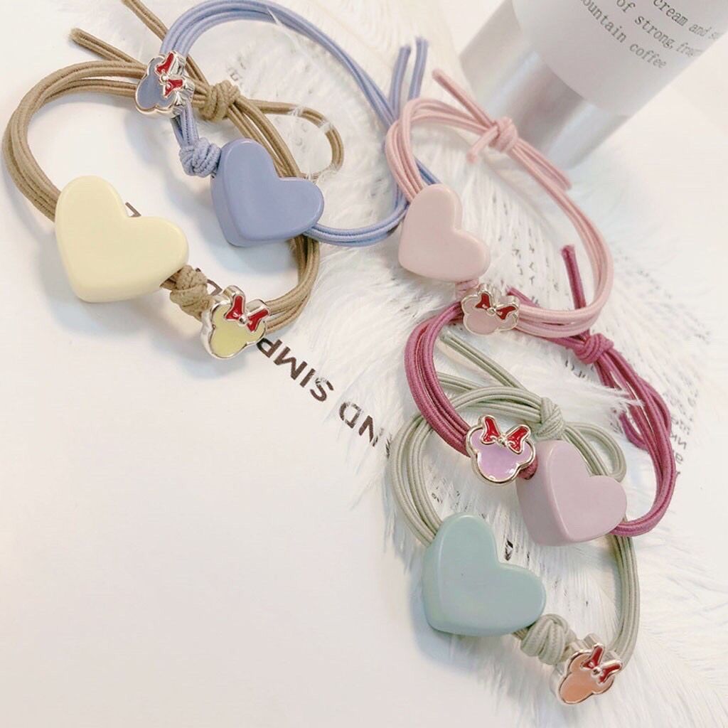 (Set 5 sợi) Dây cột tóc nữ và bé gái trái tim Mickey CT09D -MiniMiu
