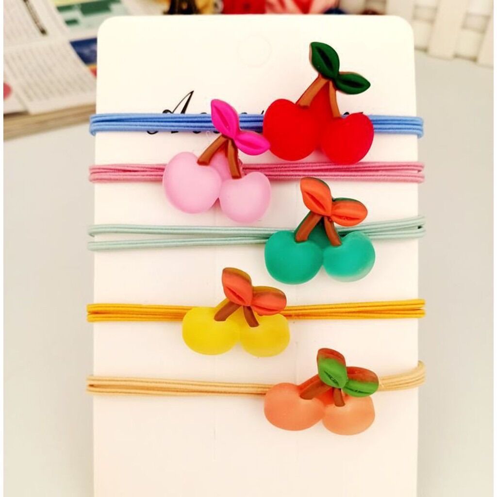 🌈Tồn Kho_ Sỉ 100 Sợi dây Cột Tóc CHERRY Dễ thương