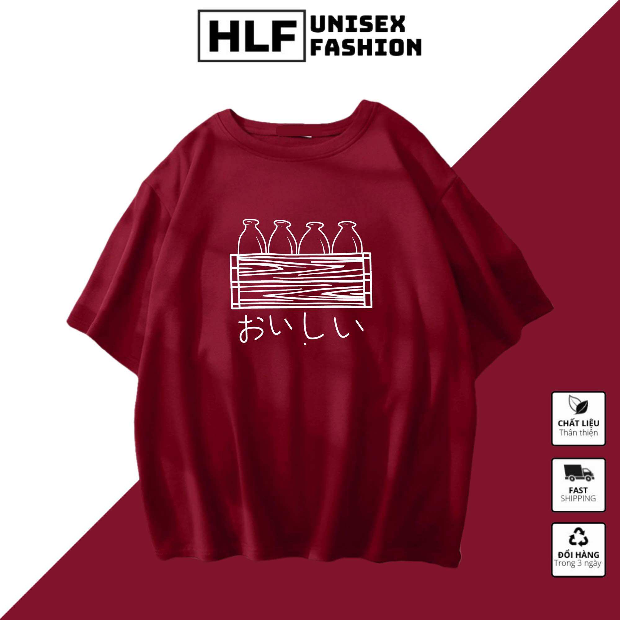 Áo thun tay lỡ form rộng 4 chai sữa OISHII áo phông form rộng size HLFashion