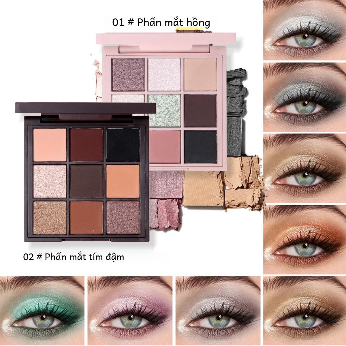 Maffick Nhiều Màu Eyeshadow Palette 9 Sắc Thái Matte & Pearl Finish Chống Thấm Nước Lâu Trôi Mịn Mượt Dễ Dàng Loại Bỏ Trang Điểm Kích Thước Đầy Đủ