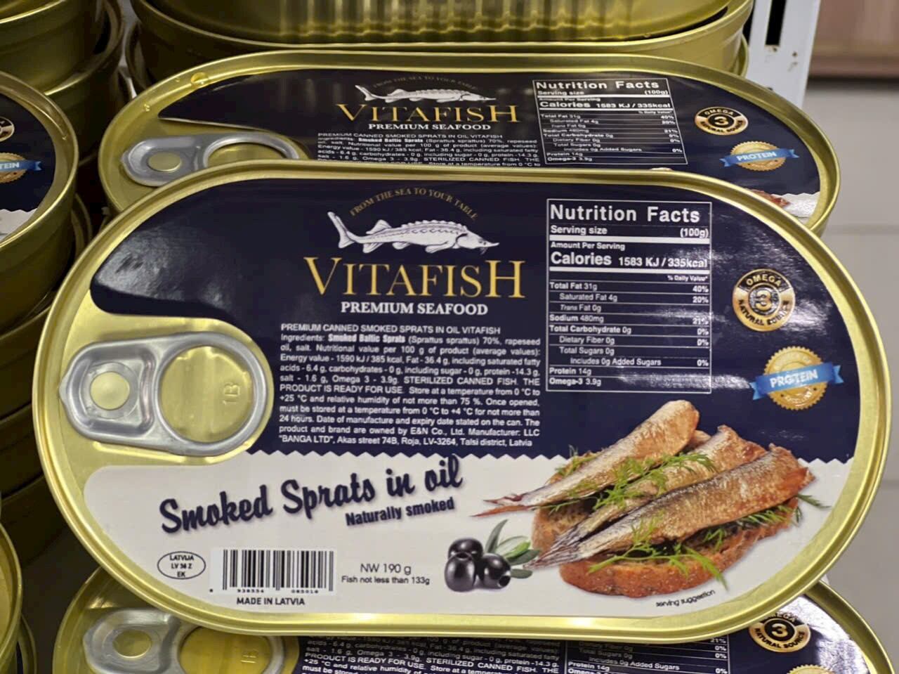 Cá trích ngâm dầu 190g vitafish nhập khẩu Nga