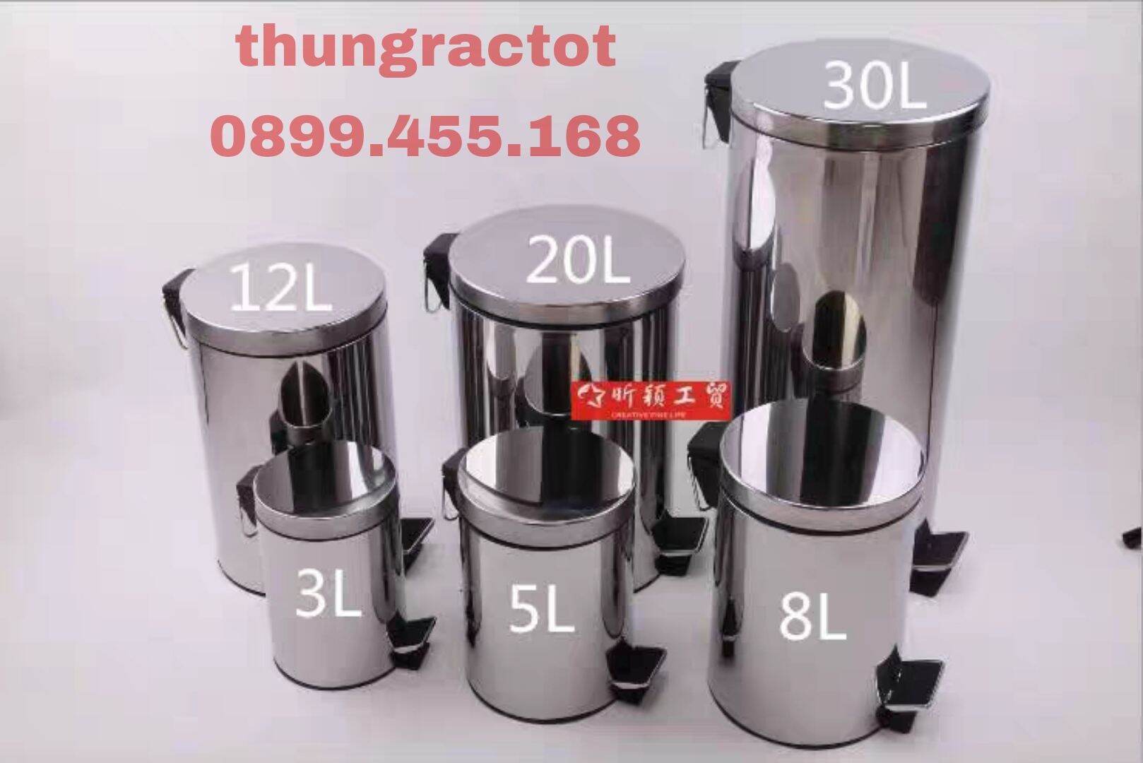Thùng rác inox đạp chân 20l,12l,8l,5l
