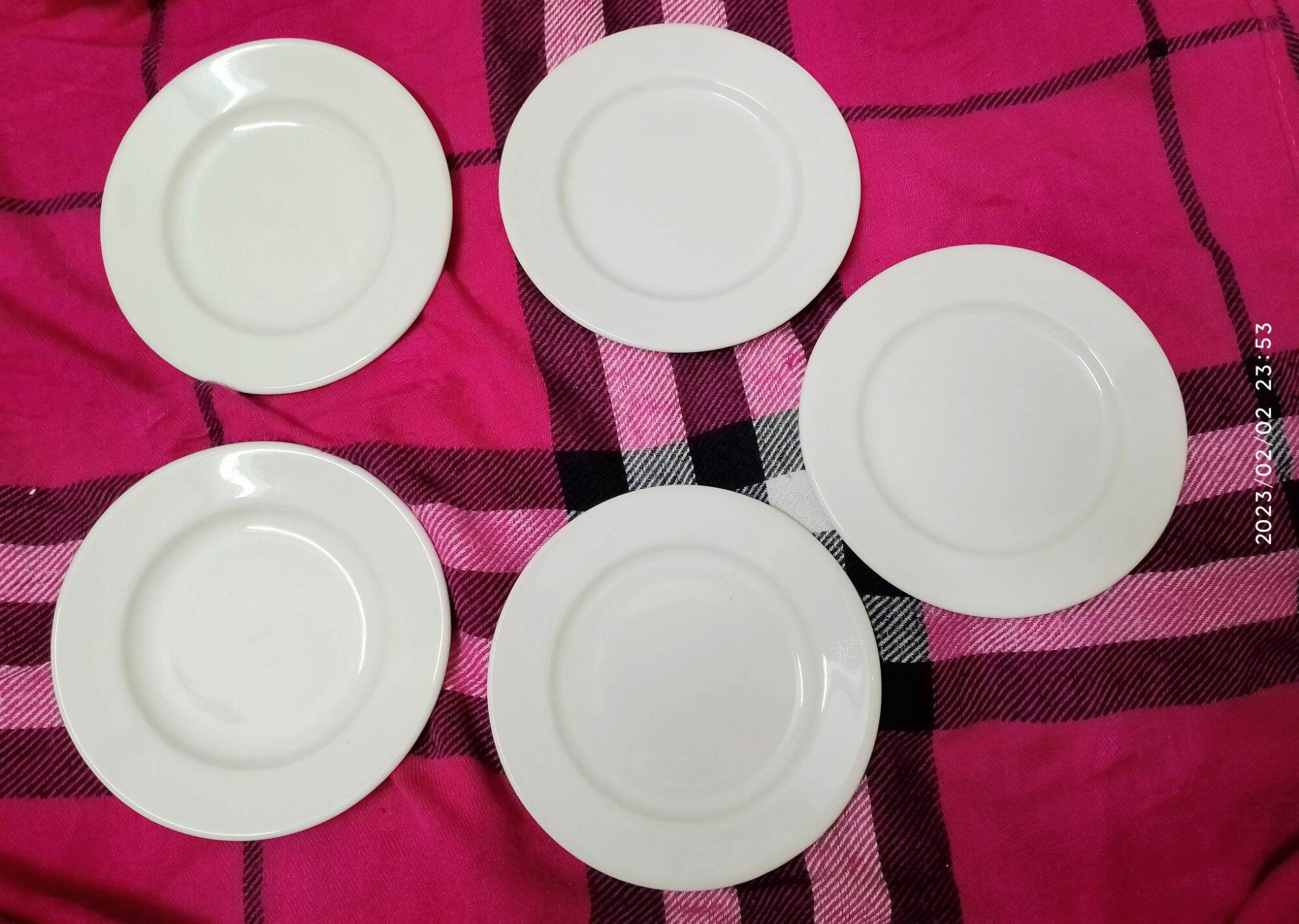 Set 5 đĩa gốm sứ màu trắng 11cm