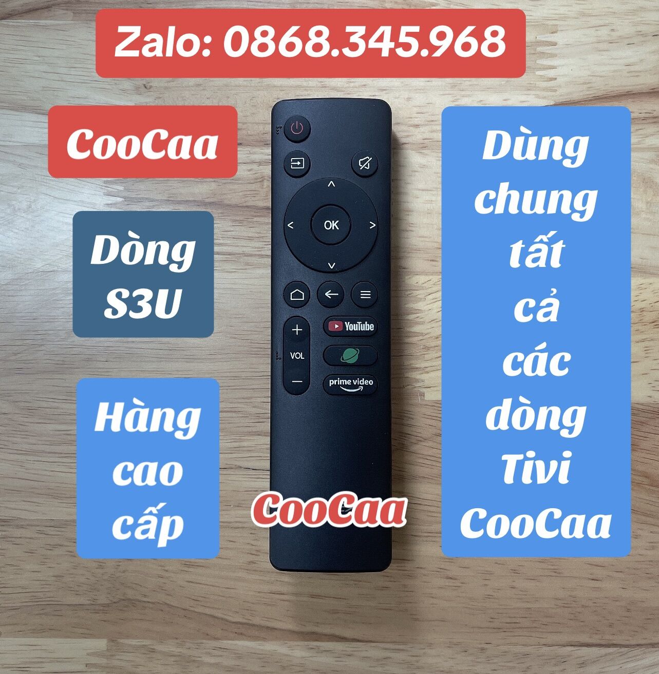 Điều khiển Tivi CooCaa dòng S3U cao cấp hàng mới giống hình 100%