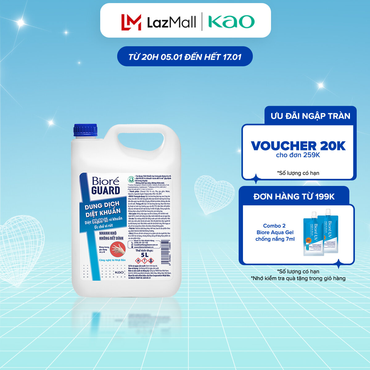 Dung dịch diệt khuẩn Bioré GUARD 5L
