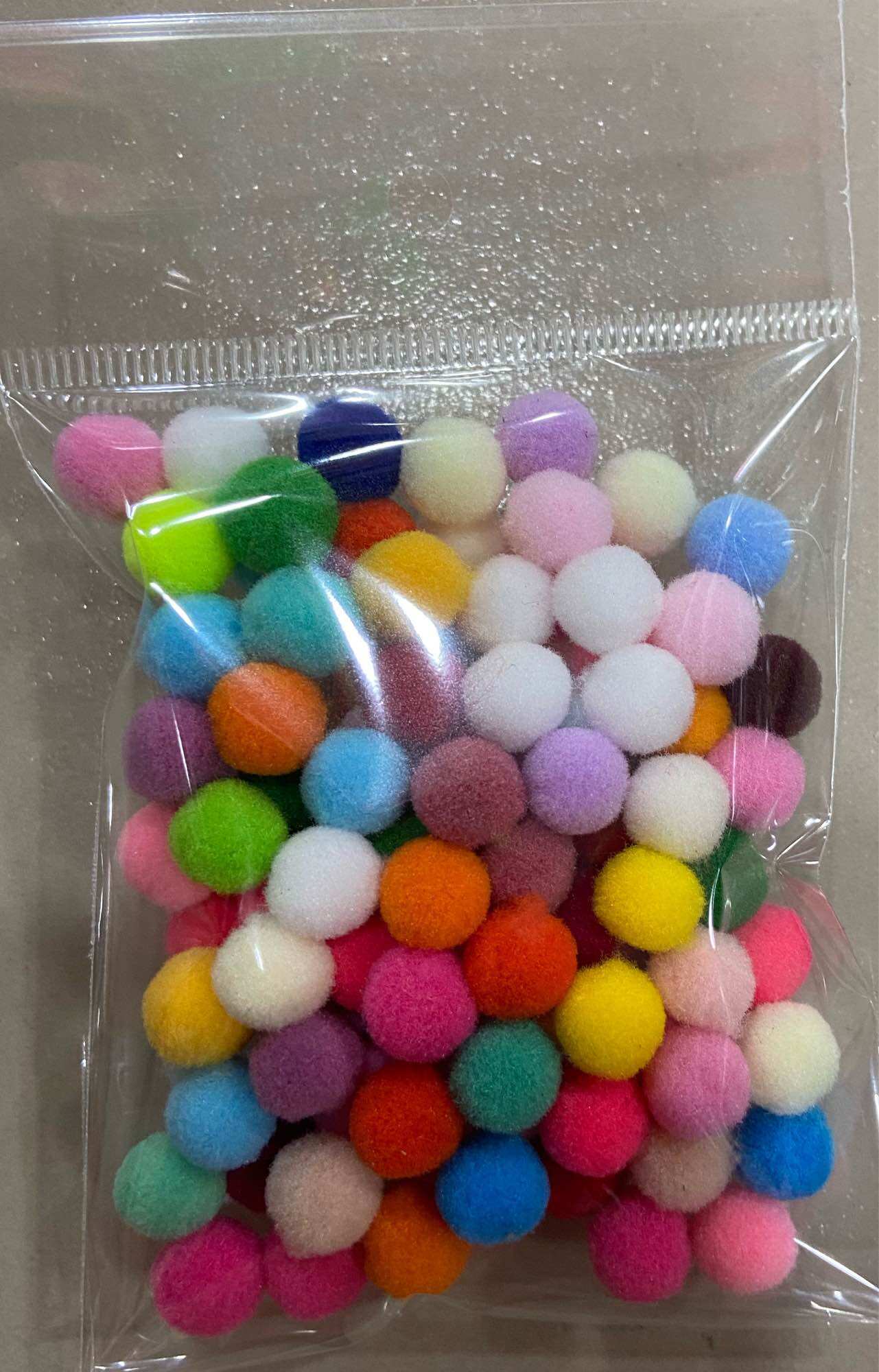 Hạt pompom nhiều màu, Túi hạt Pom Pom bằng bông mềm nhiều size