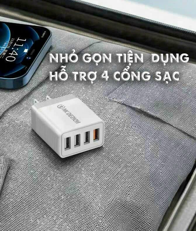 Củ sạc 4 cổng u125 chính hãng wk có hỗ trợ sạc nhanh 18w