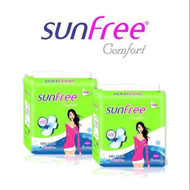 Combo 2 gói băng vệ sinh có cánh sunfree comfort gói 8 miếng