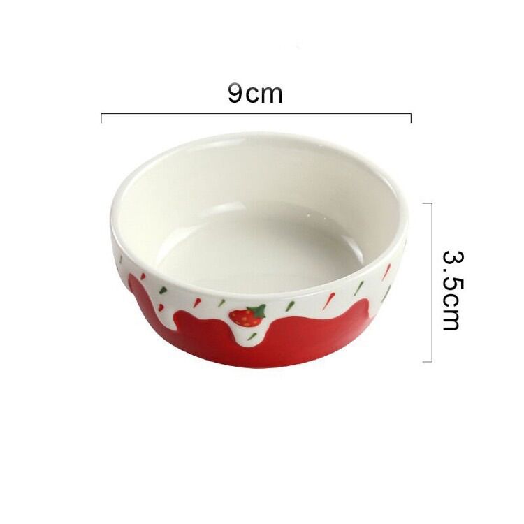 Chén ăn sứ Kem Dâu - chén sứ ăn dành cho Hamster