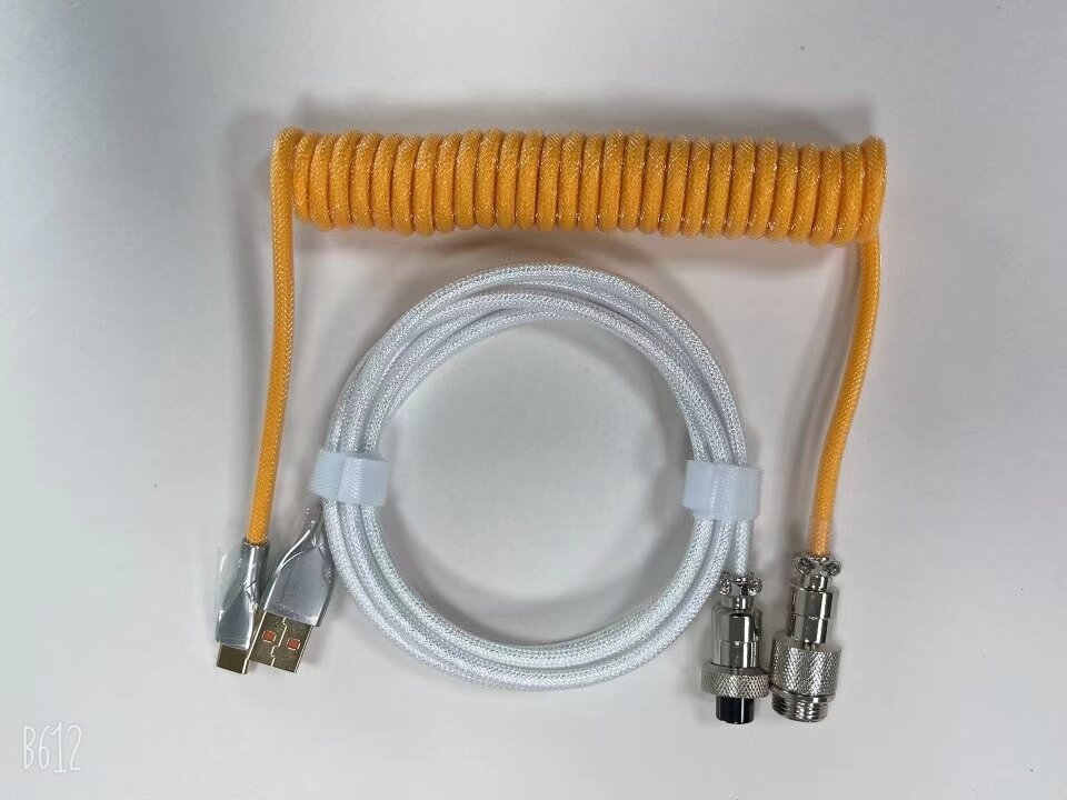 Cáp Dữ Liệu Bàn Phím Cơ Tùy Chỉnh Cáp Cắm Dây Đầu Kim Loại TypeC Đầu Chuyển Đổi Kéo Dài Lò Xo Xoắn Ốc Phát Sáng