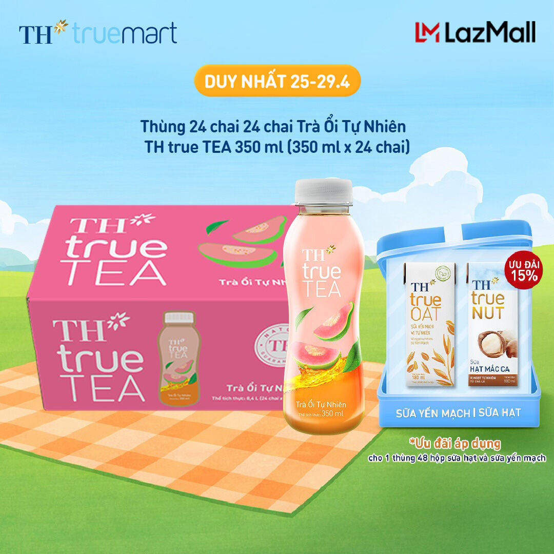 Thùng 24 chai Trà Ổi Tự Nhiên TH true TEA 350 ml