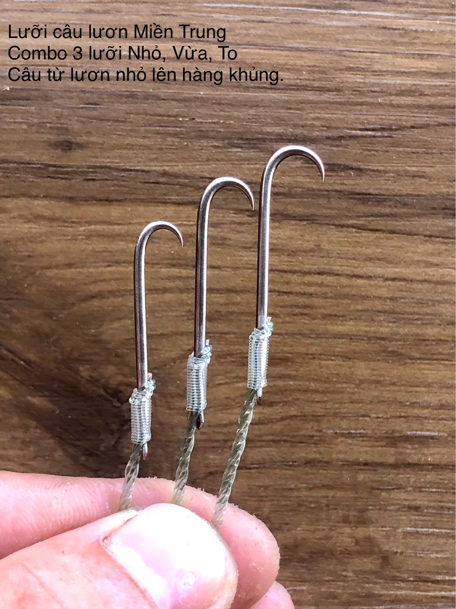 Lưỡi câu lươn. Combo 3 Lưỡi, NHỎ, VỪA, TO