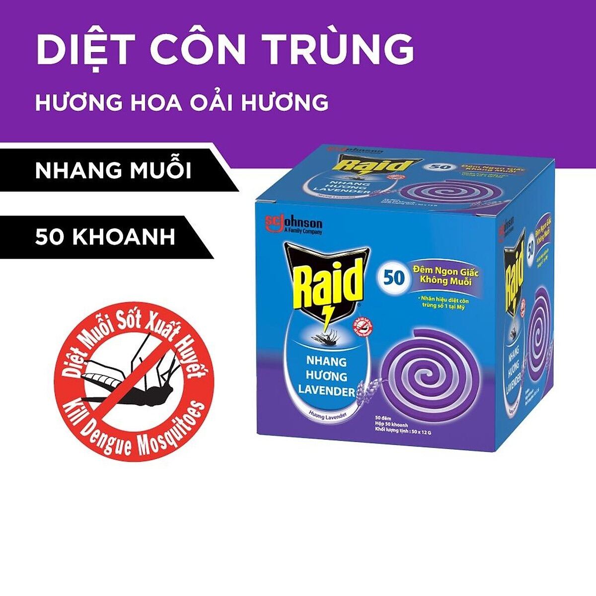 Nhang muỗi Raid hương Lavender 10 khoanh - Hàng chính hãng DKSH Việt Nam.