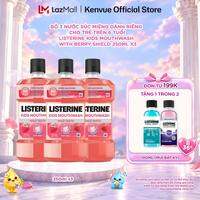 Bộ 3 chai Nước Súc Miệng Listerine Kids Mouthwash with berry shield Dành Riêng Cho Trẻ Trên 6 Tuổi 250ml/chai