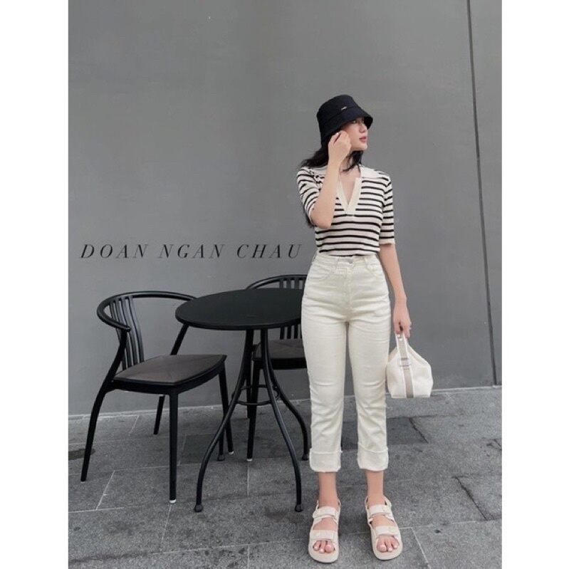 ÁO THUN NỮ CHẤT THUN GÂN MỊN CỔ TRỤ L120