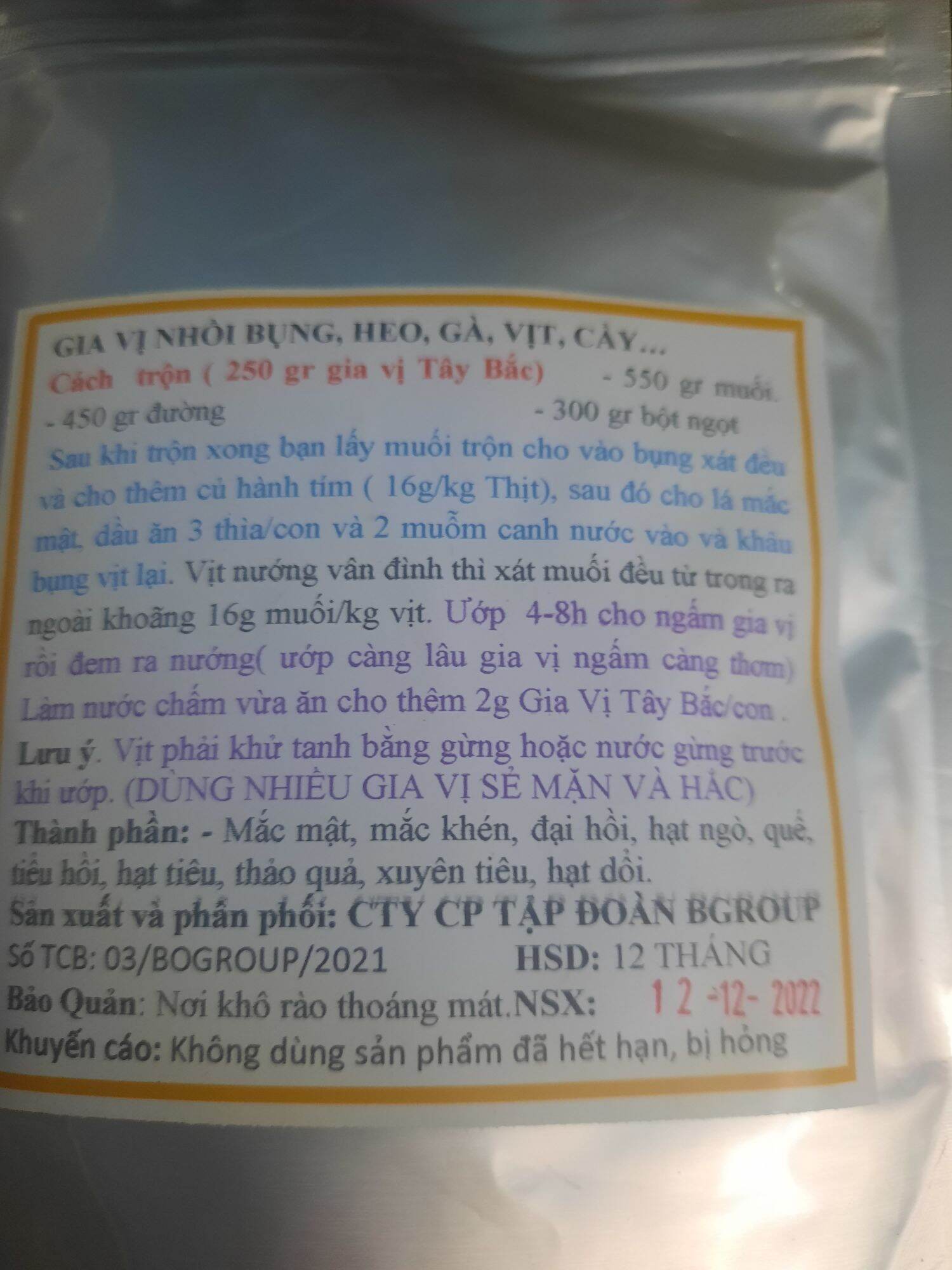 500g giá vị tâm đức quay nướng (vịt)