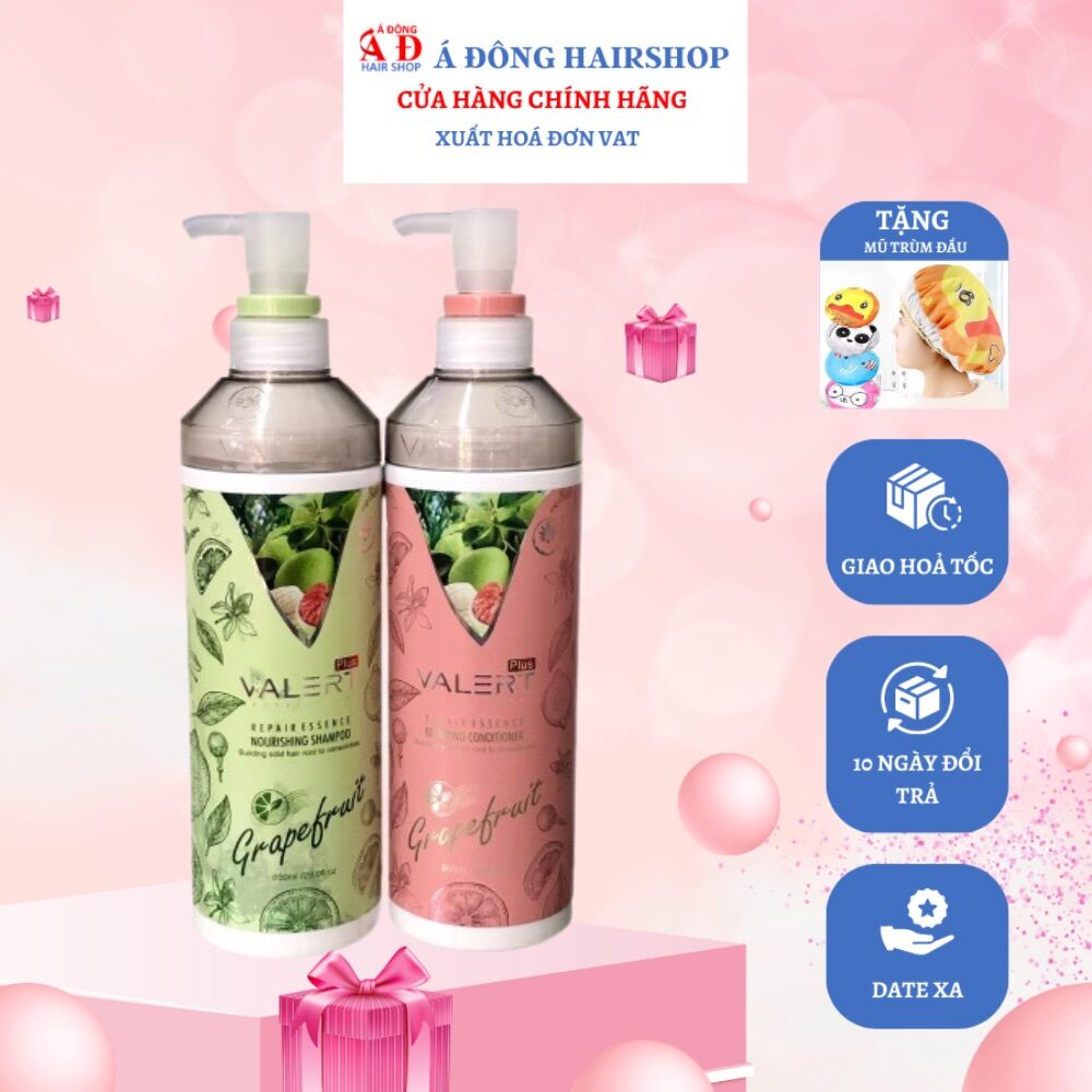[+Tặng mũ trùm][Chính hãng] Bộ dầu gội xả bưởi Valert Grapefruit siêu mượt phục hồi ngăn rụng kích thích mọc tóc 850mlx2 (Anh)