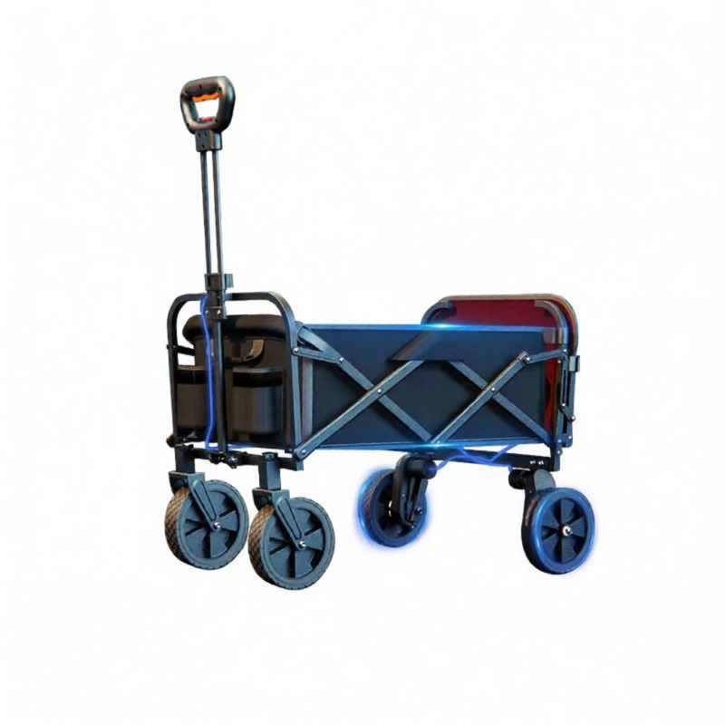 Electric Camping Cart Folding Handcart 4-Wheel Dual Motor