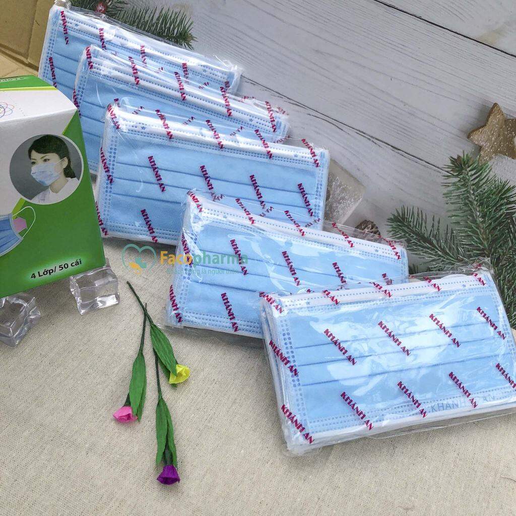 Khẩu trang y tế Hiệu Khánh An hộp 50 cái 4 lớp, nhiều màu,date mới/khẩu trang y tế thường 4 lớp