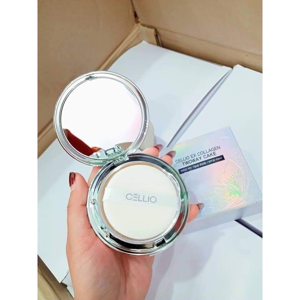 Phấn Phủ Cellio Hàn Quốc Chính Hãng 2 Lõi Phấn Siêu Mịn Dạng Nén