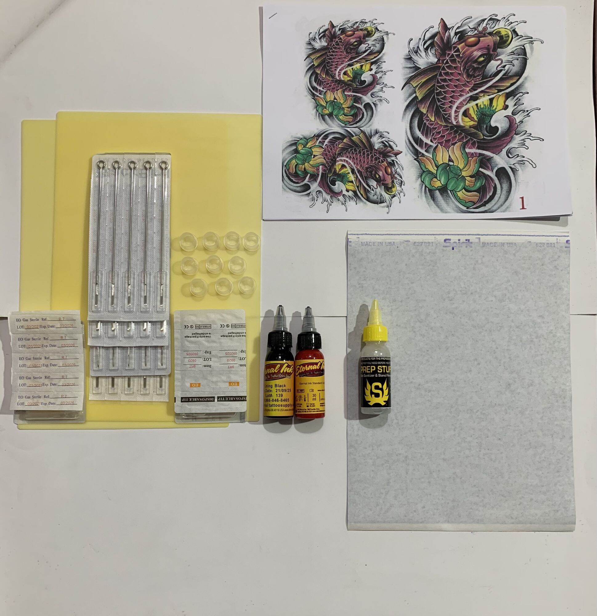 Combo 20 kim xăm + ngòi + 2 da a4 + 2 mực + giấy in