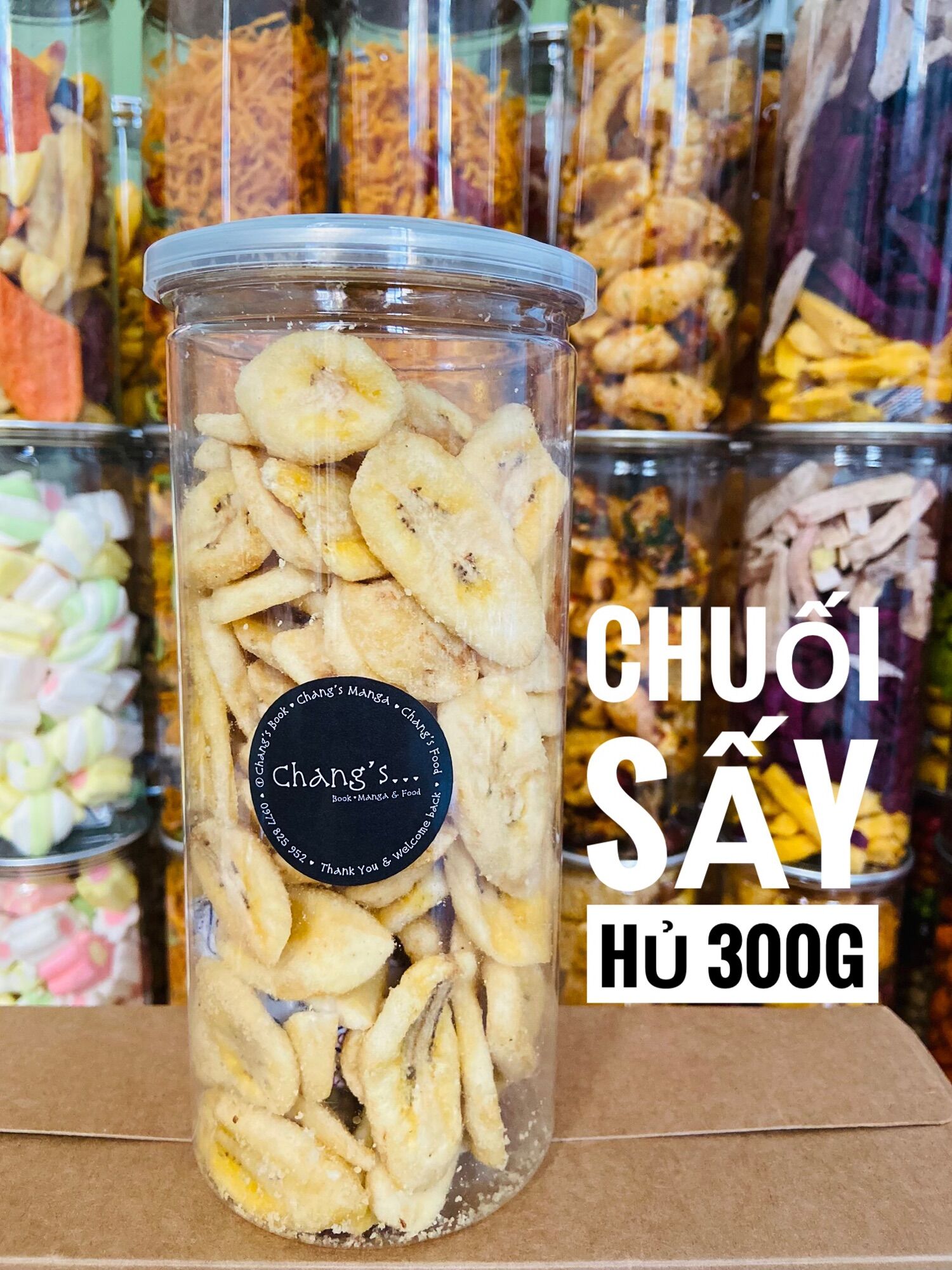 Chuối sấy 300g hủ pet cao cấp - chang’s food