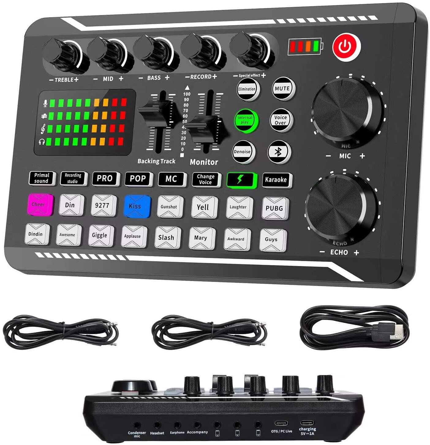 Card âm thanh trực tiếp và giao diện âm thanh với hiệu ứng trộn DJ và thay đổi giọng nói, Bộ trộn âm thanh nổi Bluetooth, để phát trực tuyến Youtube