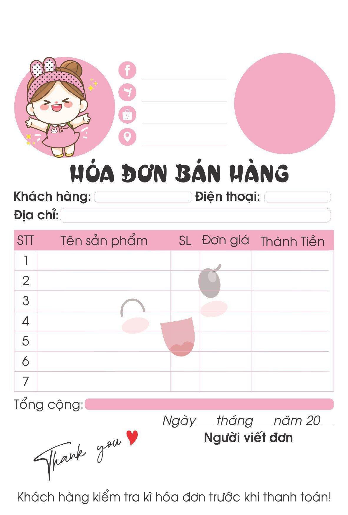 Hoá Đơn Bán Hàng Mini Siêu Dễ thương