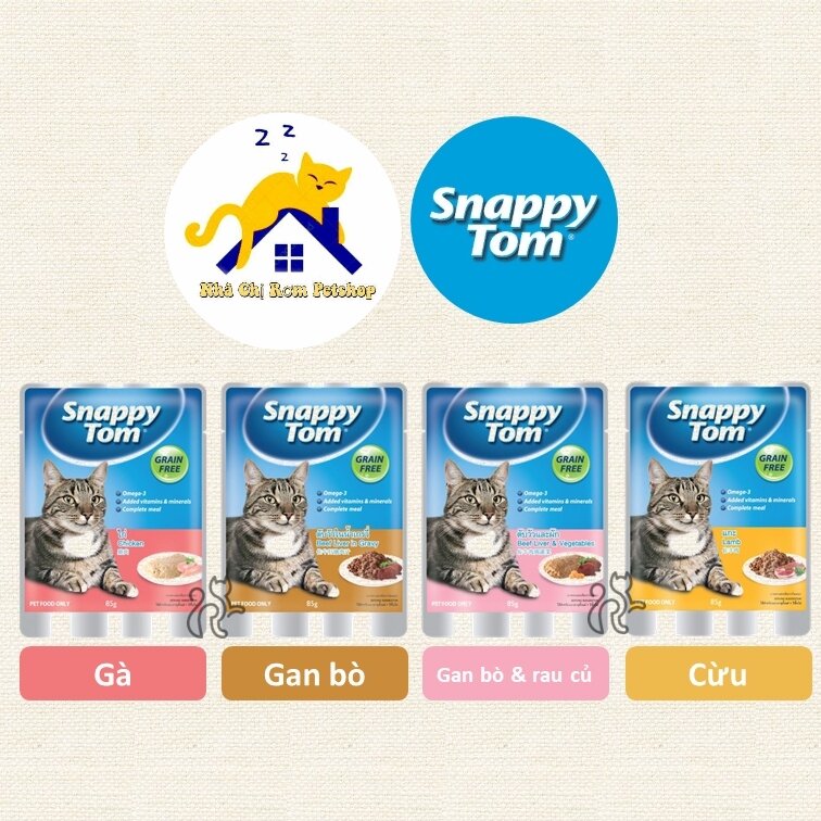 Pate snappy tom 4 vị cho mèo gói 85g