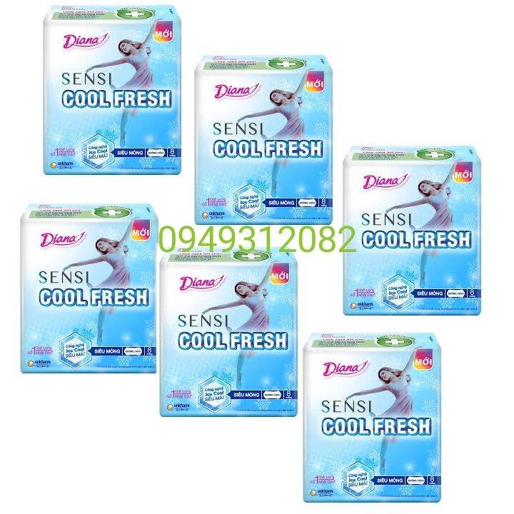 Combo 6 gói BVS Diana Sensi cool siêu mỏng không cánh
