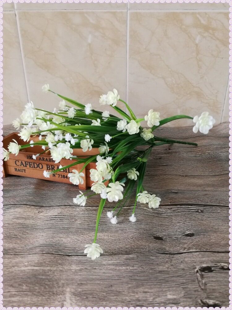 Cụm hoa giả cắm trang trí cắm điểm chậu hoa lan handmade S0695 (cỏ hoa đá)