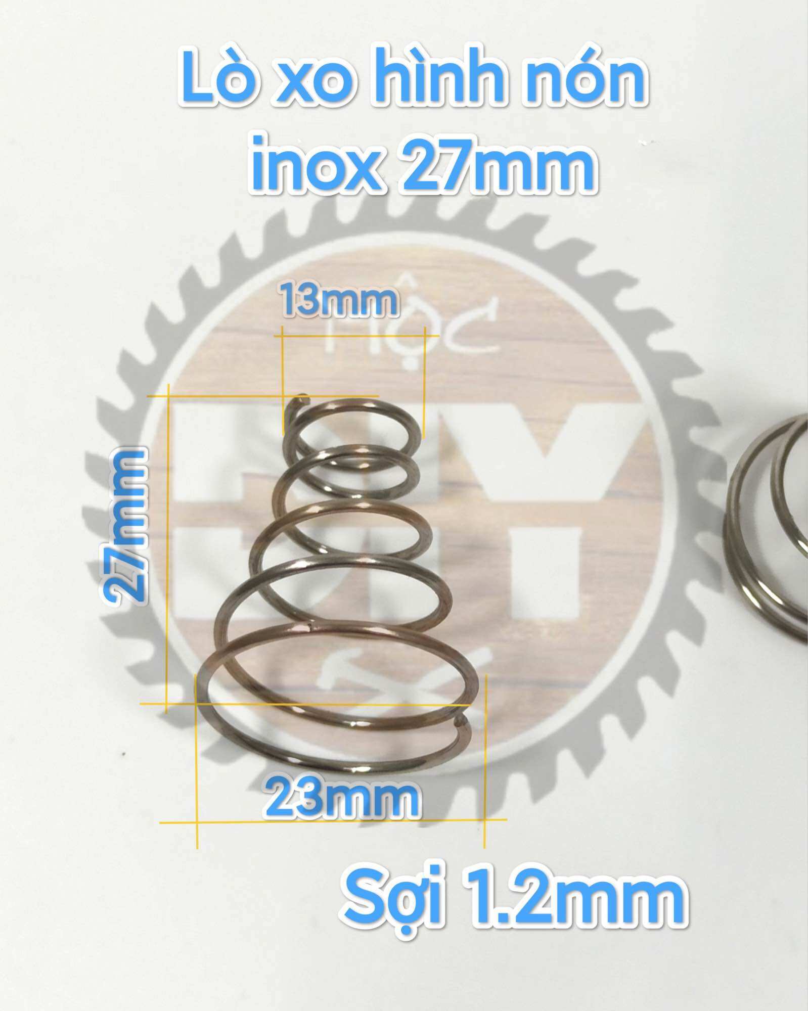 Lò xo inox hình nón dài 27mm, sợi 1.2mm (4 cái)