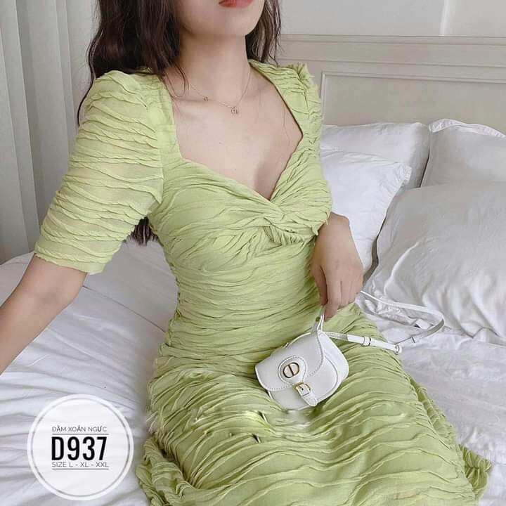 (Bigsize) Đầm thun xoắn ngực 4 màu