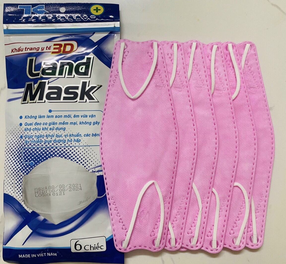 Khẩu trang 3D Land Mask 1 Túi 6 chiếc - ( LOẠI TÚI XANH ) Loại 4D KF94 Kiểu Hàn Quốc