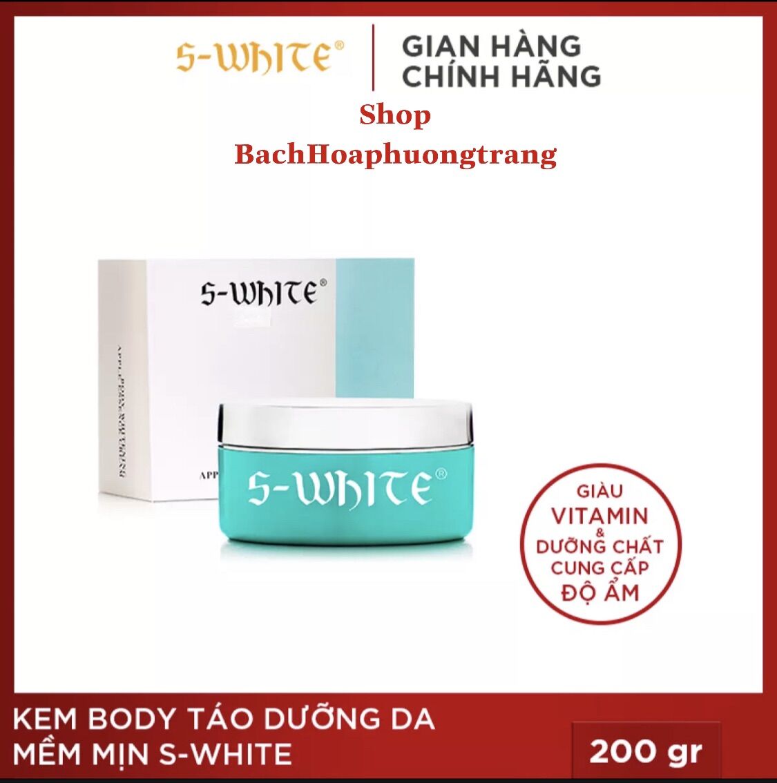 Kem dưỡng trắng body táo swhite 200g