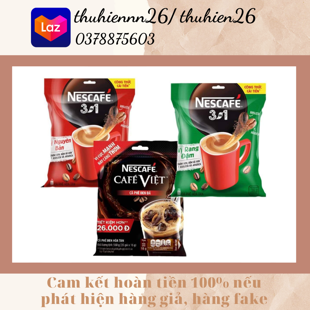 Cà phê rang xay hòa tan NESCAFE 3in1 (Bịch 46 gói x 17g)