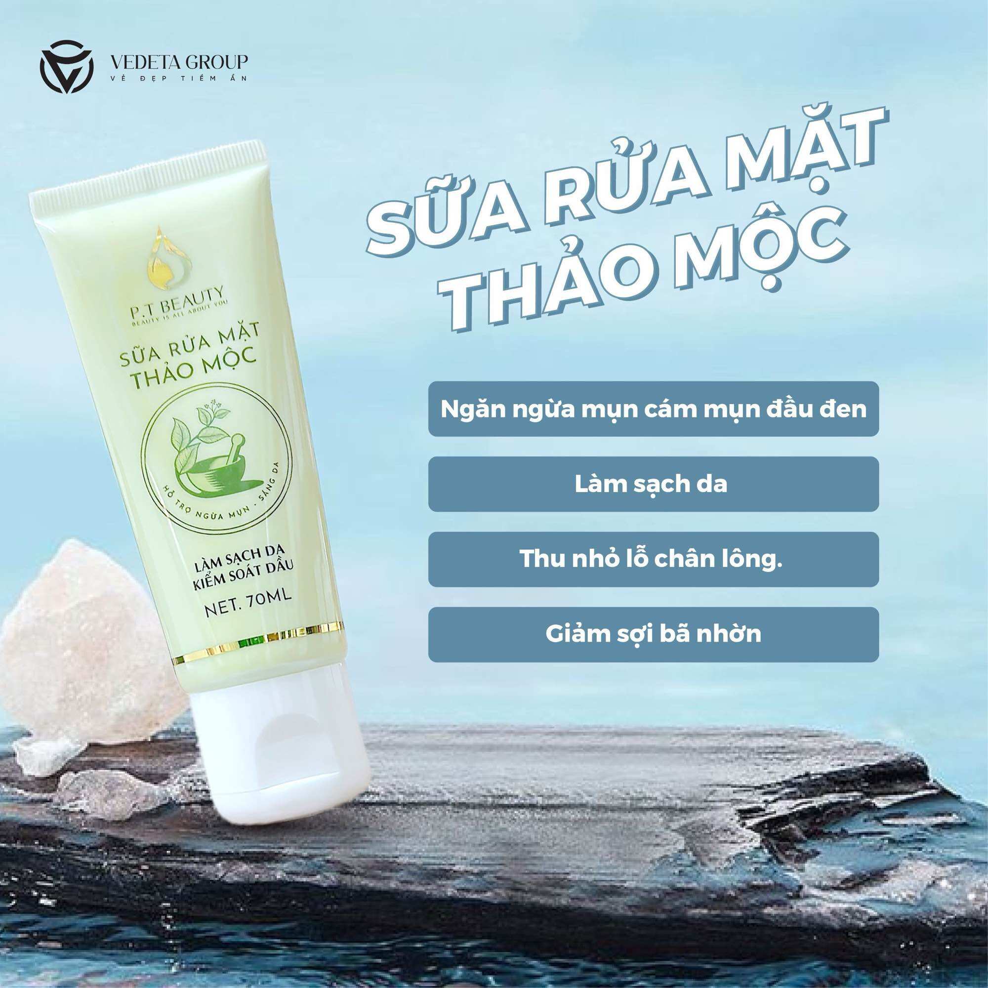 Sữa rửa mặt thảo mộc ngừa mụn trắng da 70ml
