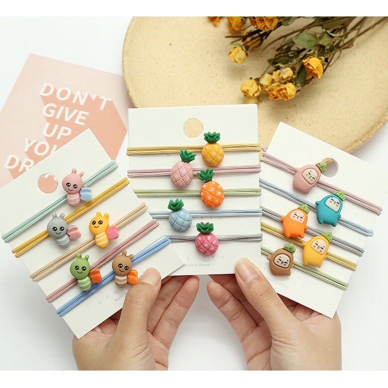 Dây cột tóc hình động vật, trái cây nhiều màu nhiều hình siêu cute - TamaChan