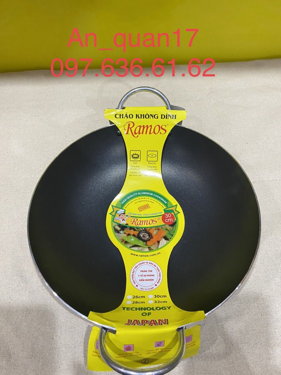 Chảo ( bầu ) Chống Dính 2 Quai Ramos Sezi( 20, 22,...42, 44cm)