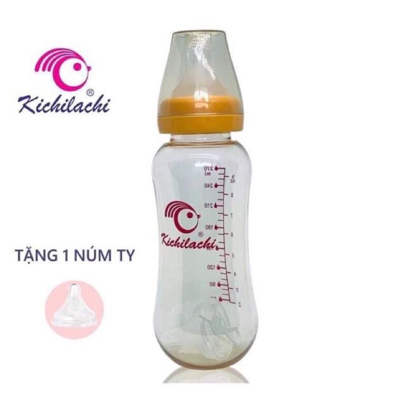 Bình sữa Kichilachi 270ml tặng kèm núm ti thay thế