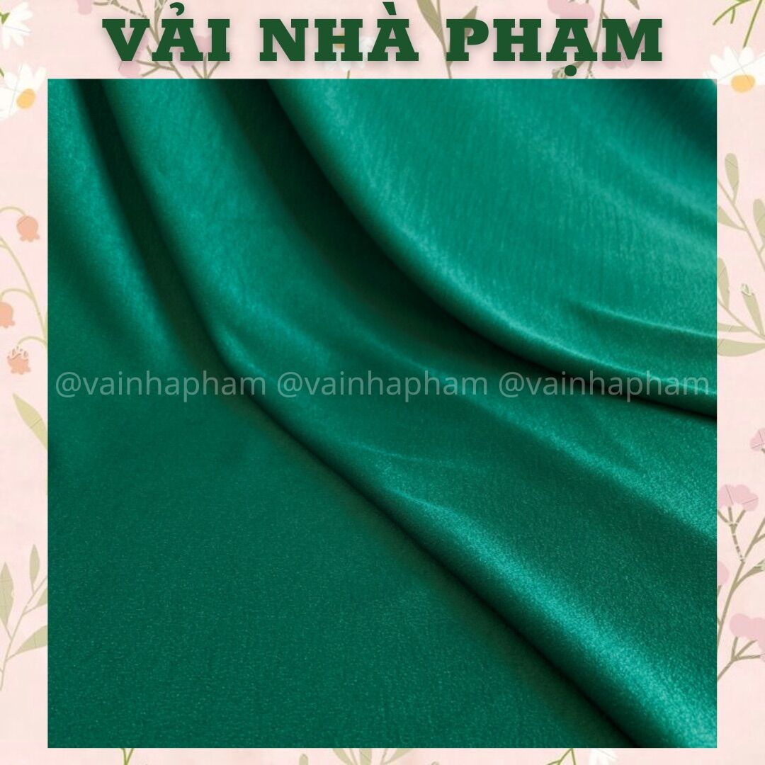 Lụa tằm ướt màu xanh nhãn - khổ 1.5m - vải nhà phạm
