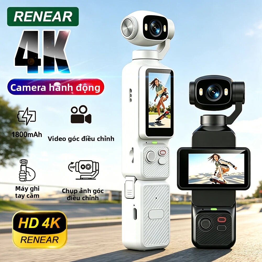 Camera Hành Động HD 4K Với Pin Ngoài 90 °   Màn Hình Xoay WiFi Dành Cho Vlog YouTube Girls Máy Quay Video Thể Thao Cấp Độ Cơ Bản
