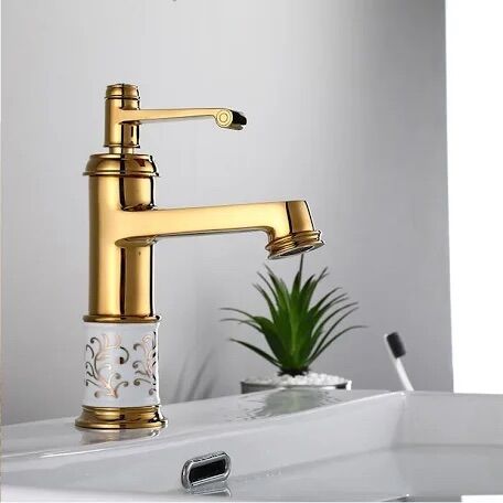 Vòi lavabo mạ vàng, vòi bồn rửa hoa vàng nóng lạnh, cao 20, 30 cm. Vòi nước rửa mặt nghệ thuật mạ vàng sang trọng, đẳng cấp.